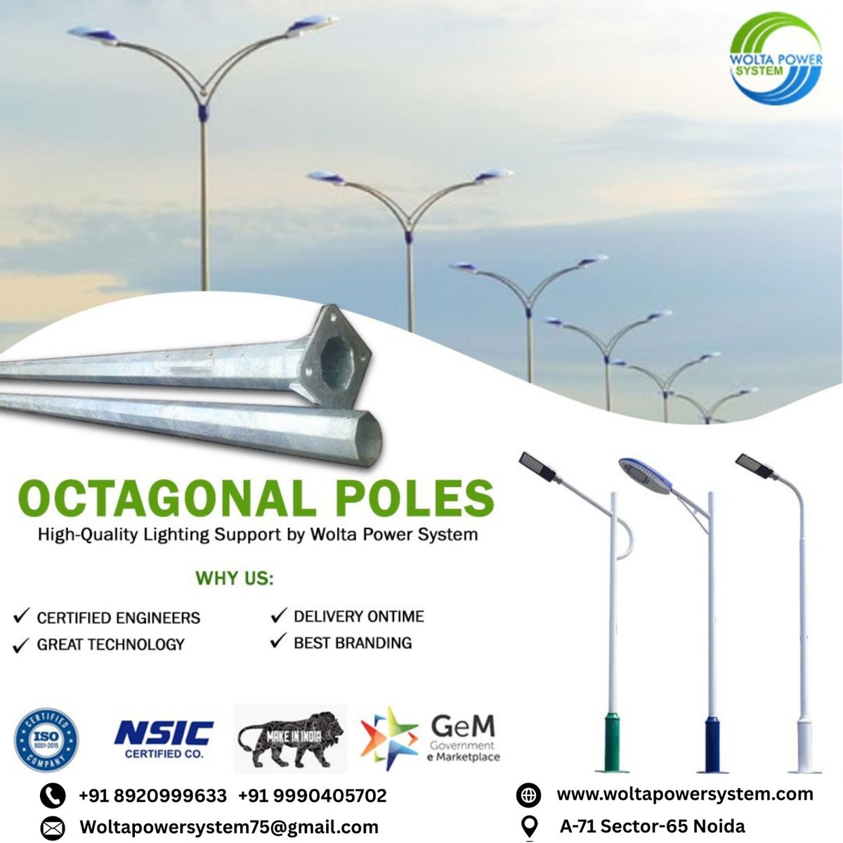 PowerWolta's tweet image. Octagonal Poles—Strong Support for Brighter Streets
Enhance your lighting infrastructure with high-quality Octagonal Poles by Wolta Power System. 

📷 +91 9990405702
📷 Woltapowersystem75@gmail.com
 woltapowersystem.com
 A-71 Sector-65, Noida
#WoltaPowerSystem #OctagonalPoles