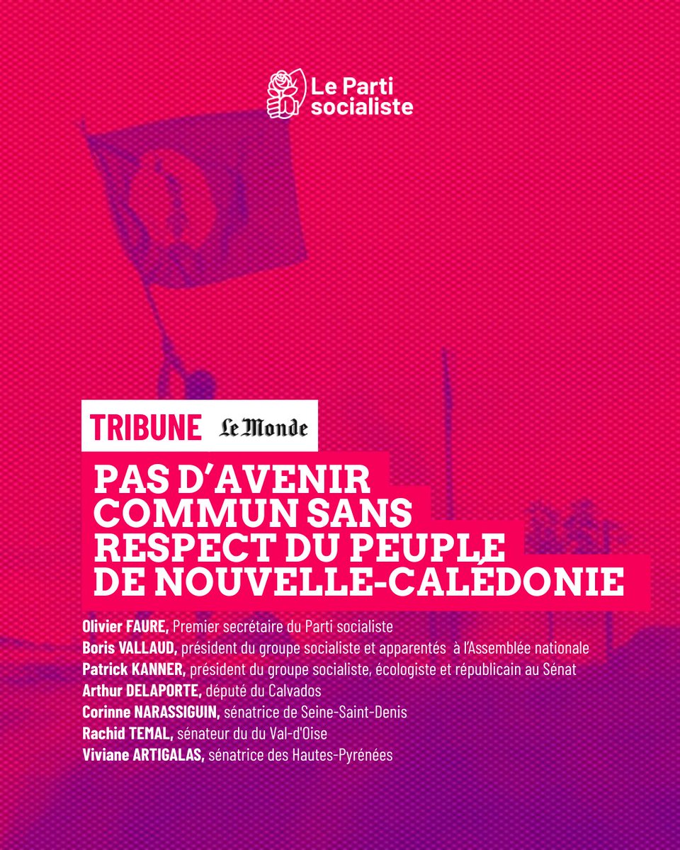 Pas d’avenir commun sans respect du peuple calédonien.
La démocratie impose le dialogue, l’inclusivité et la poursuite du processus d’émancipation engagé par les accords de Matignon et de Nouméa.✊🌹

Lire la tribune 👉lemonde.fr/idees/article/…