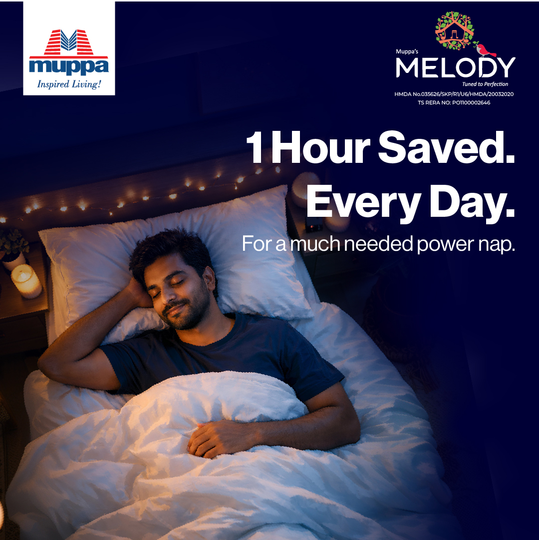 MuppaProjects's tweet photo. Catch up on much-needed sleep! Muppa Melody puts you closer to top workplaces, schools, and colleges, cutting down your daily commute so you can reclaim time for the things and people that matter most.

#TellapurHomes #LuxuryApartments #FamilyFirst #Muppamelody #muppa https://t.co/Qe1MketGeD