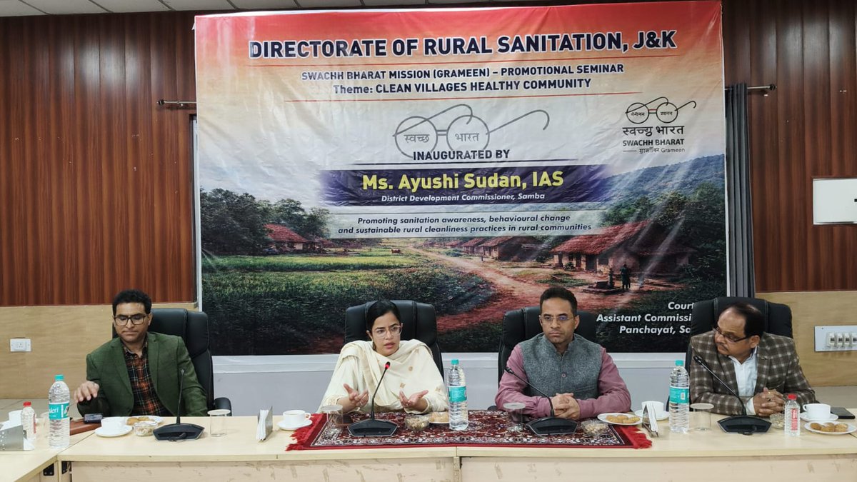 dcsambaoffice's tweet photo. SBM (Grameen) promotional seminar held at Samba to boost community participation in rural sanitation.
DC  Samba @SudanAyushi,  emphasised collective responsibility to achieve the vision of clean villages and healthy communities. @diprjk @ddnews_jammu @AkashvaniAIR https://t.co/hkCnLgPs1C