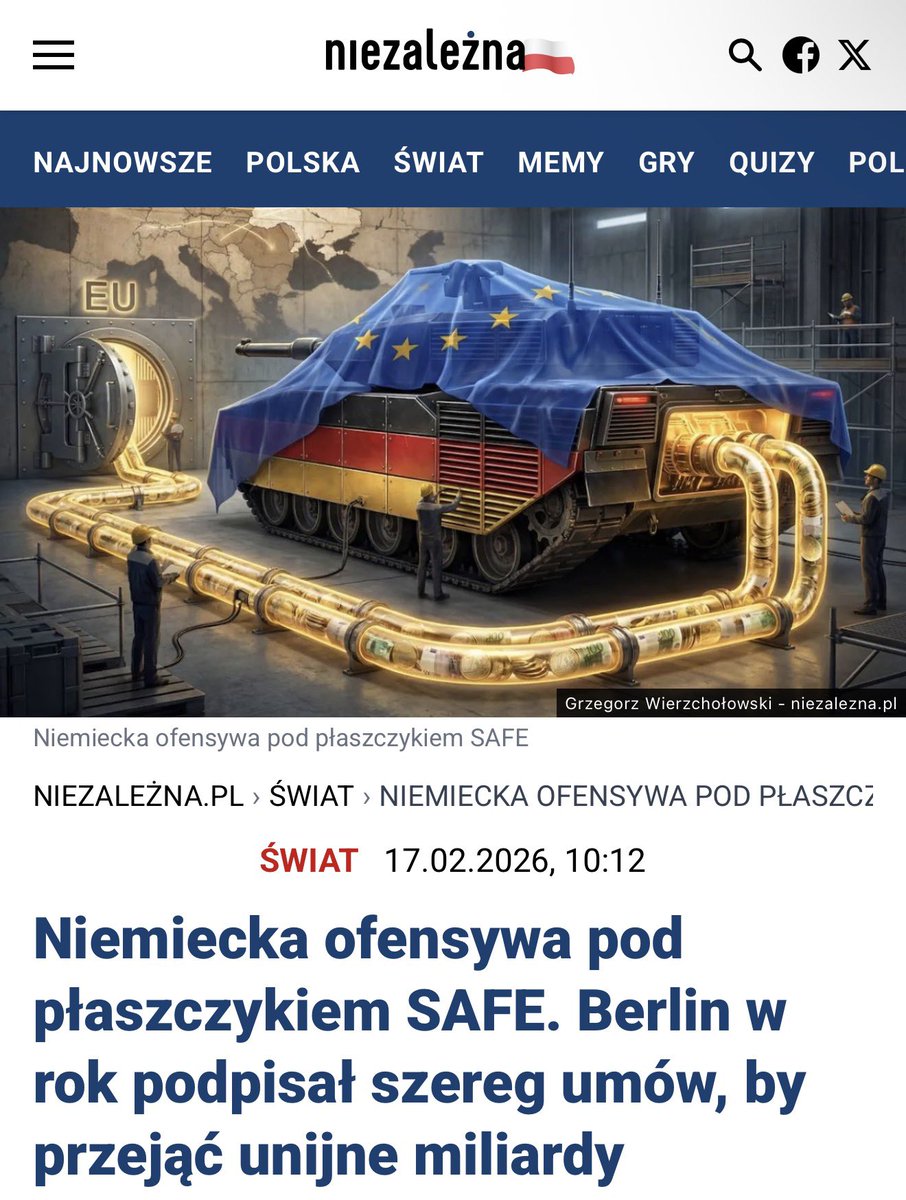 #SAFE w Polsce czyli Rheinmetall? Jestem zaskoczony… nie bardzo 🤣🤣🤣 

📌„Kluczowym elementem tej układanki ma stać się podpisane w październiku 2025 roku memorandum o współpracy (MoU) między Polską Grupą Zbrojeniową (PGZ) a koncernem Rheinmetall.

Dokument dotyczy utworzenia
