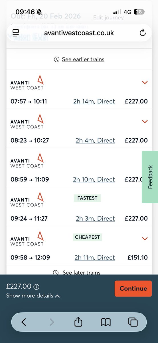 lou89's tweet photo. @AvantiWestCoast I thought so but when I go to book an off-peak return on Friday I get 2 different costs? This is for 2 people with a two together railcard. Any idea as to why theres 2 different off peak prices? https://t.co/9MilbaH8ao