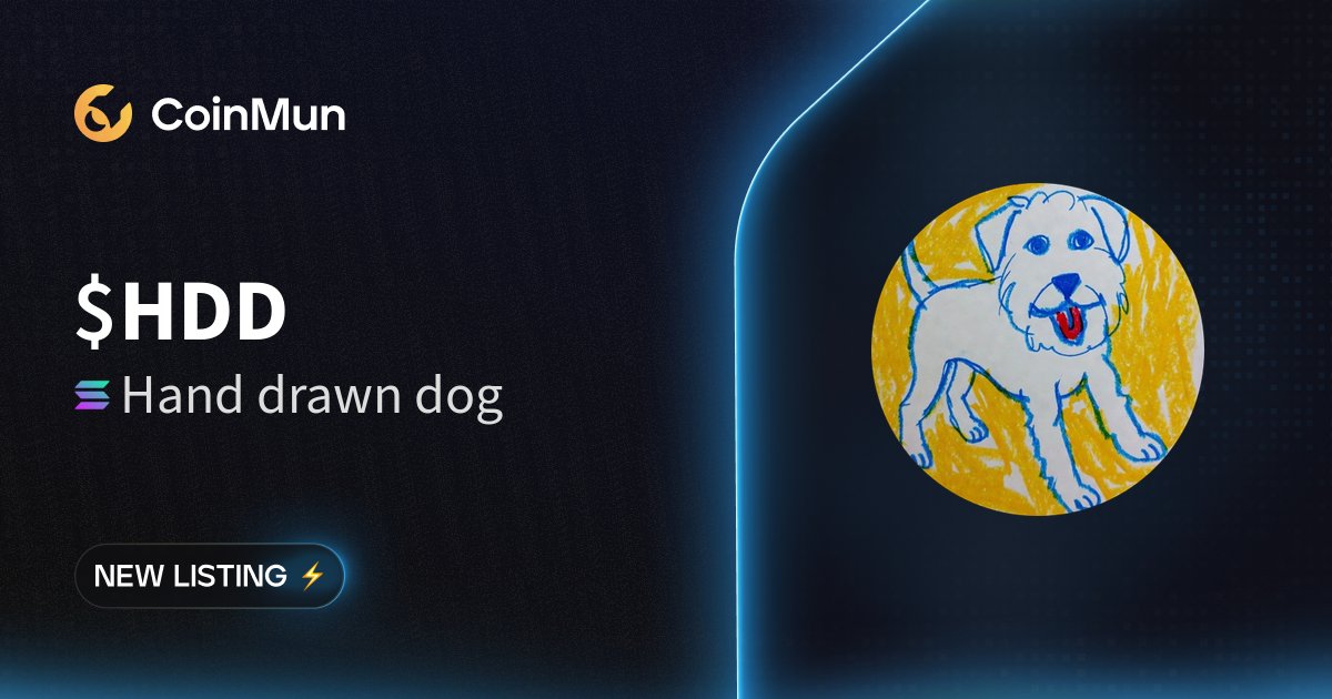 ⚡️ New Listing ⚡️

$HDD Hand drawn dog is now listed on CoinMun.

Market Cap: $101,949

🚀 Discover here: coinmun.com/coins/hand-dra…

#NewListing #CoinMun #Solana #Crypto