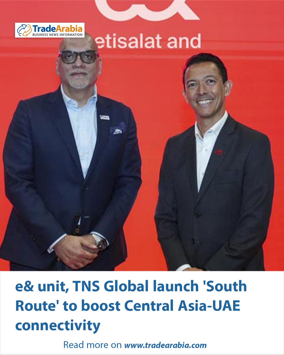 TradeArabia's tweet image. e&amp;amp; Carrier &amp;amp; Wholesale and TNS Global have announced a collaboration to launch a new corridor offering a high-performance connectivity route between Kazakhstan and the UAE.

Read more on tradearabia.com/News/389162/ea…

#Tradearabia #technology #carrier