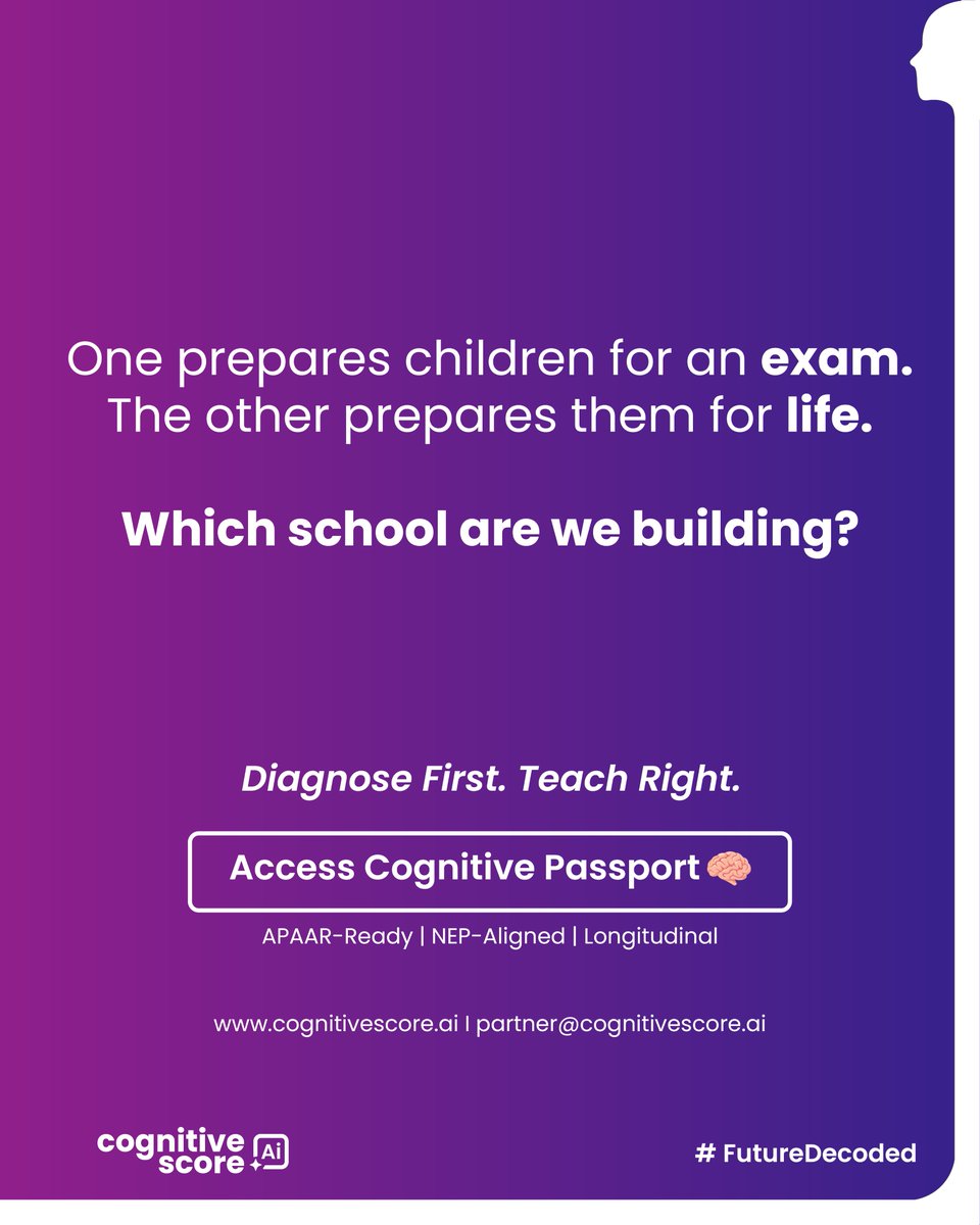 CognitiveScore's tweet photo. 👉 Access your Cognitive Passport 🧠
https://t.co/V2RPjeAGck
#BoardExamSeason #CalmParenting #BeyondMarks #CognitiveStrength #FutureDecoded #Educator #NEP2020 #K12 #CognitiveScore #AssessmentScience #CareerReady #EducationTech #EducationLeader #Principal https://t.co/GWY6NIXn0m