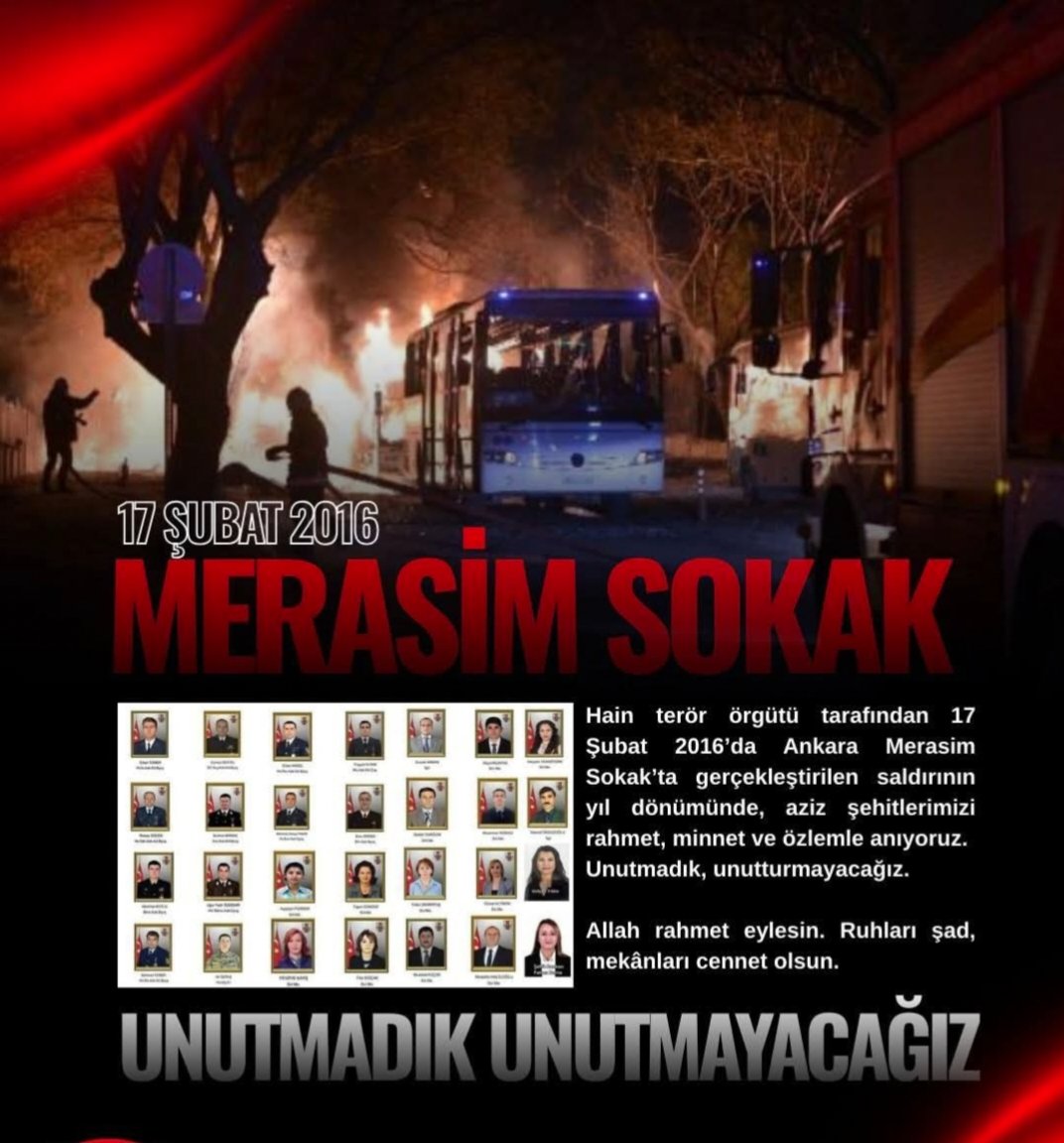 Yhsgihtholsun's tweet photo. 17 Şubat 2016 tarihinde Ankara #Merasim Sokak’ta gerçekleştirilen hain terör saldırısının yıl dönümünde, ülkemizin huzuru ve milletimizin birliği uğruna canlarını feda eden aziz şehitlerimizi rahmet, minnet ve saygıyla anıyoruz.
Şehitlerimizin emanetine sahip çıkmaya, teröre ve karanlık odaklara karşı birlik ve kararlılıkla durmaya devam edeceğiz.
Unutmadık, unutturmayacağız.
Allah rahmet eylesin. Ruhları şad, mekânları cennet olsun.