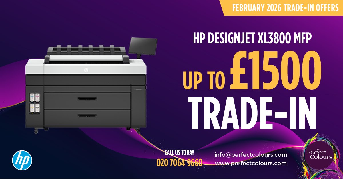 perfectcolours's tweet photo. If you order a new @HPUK DesignJet XL3800 multi-function printer before the end of the month, you could trade in your old printer for up to £1,500. 

Call us today on 020 7064 9660 to get the ball rolling. 

#DesignJet #printer #MFP https://t.co/nVbZnGC2rb