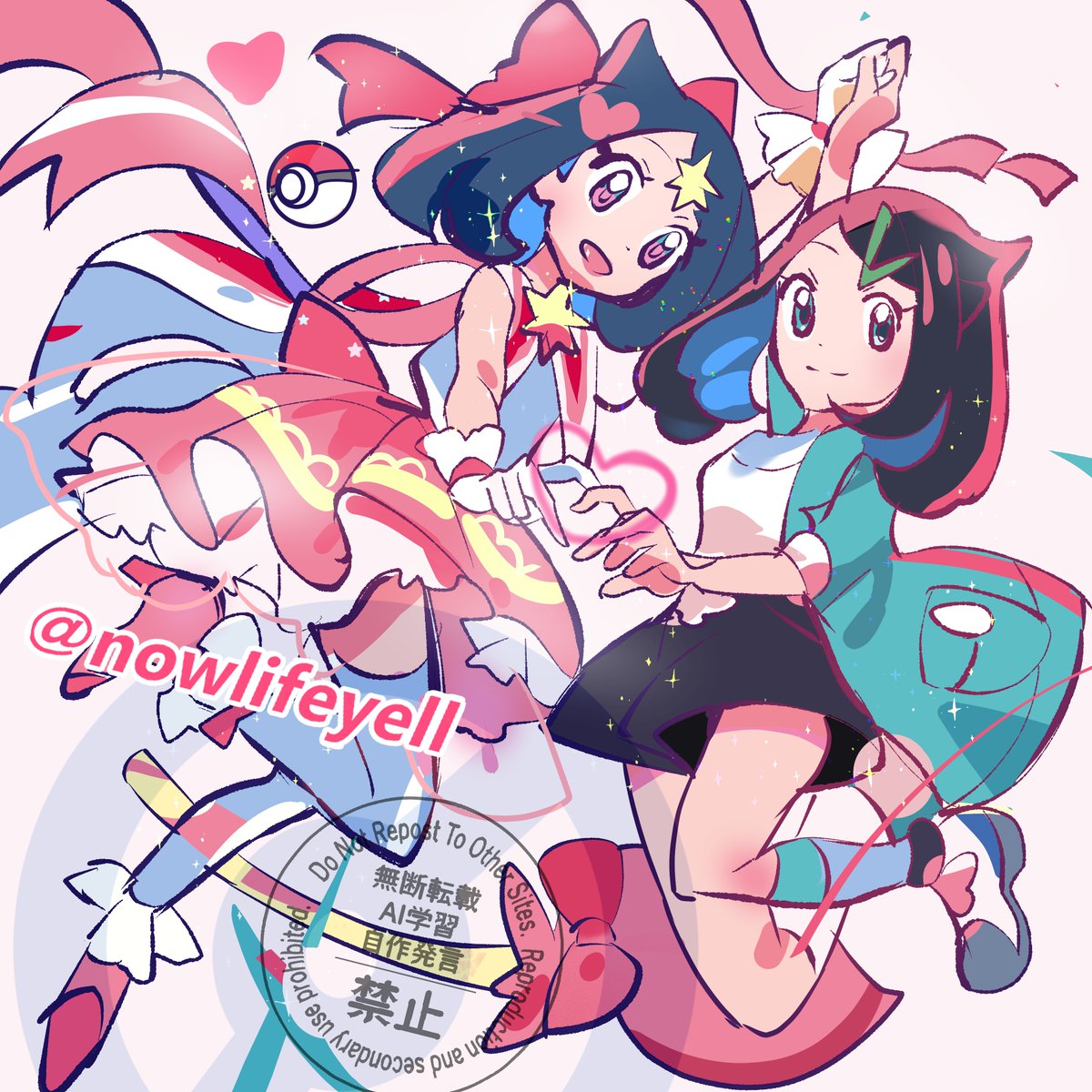 nowlifeyell's tweet photo. 「ずっと　いっしょだよ」
魔法少女リコ×ピンク🩵🩷

＃アニポケ https://t.co/rW2BuQg1sX