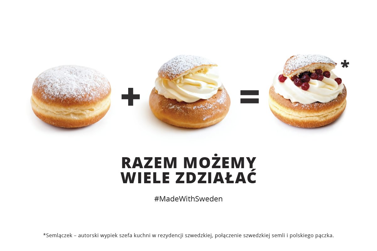 AmbSzweWarszawa's tweet photo. To już dziś - tłusty wtorek - fettisdagen! W ten dzień cała Szwecja je semle, czyli kardamonowe bułeczki drożdżowe wypełnione masą migdałową i bitą śmietaną. W szwedzkich cukierniach można też znaleźć różne wariacje semli, np. semle z pistacjami, z kremem cytrynowym, "semlowe" wrapy czy nawet semle z lukrecją😱. A ponieważ kilka dni temu w Polsce świętowaliśmy tłusty czwartek, dziś proponujemy Wam semlączka - połączenie szwedzkiej semli i polskiego pączka, bo... razem możemy wiele zdziałać!

#MadeWithSweden