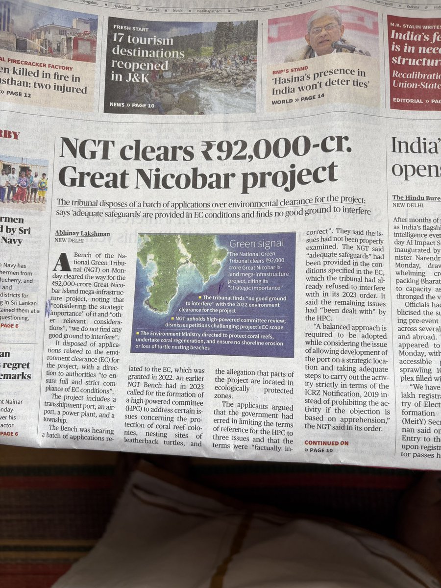 <a href="/narendramodi/">Narendra Modi</a> <a href="/narendramodi_in/">narendramodi_in</a> <a href="/AmitShah/">Amit Shah</a> <a href="/byadavbjp/">Bhupender Yadav</a> <a href="/rajnathsingh/">Rajnath Singh</a> Sirs,it is a matter of great satisfaction to me after India-EU FTA that NGT has cleared theGreat NicobarProject of strategic defence and economic importance which I initiated in Commerce Mty in1974(My lettersto PM)