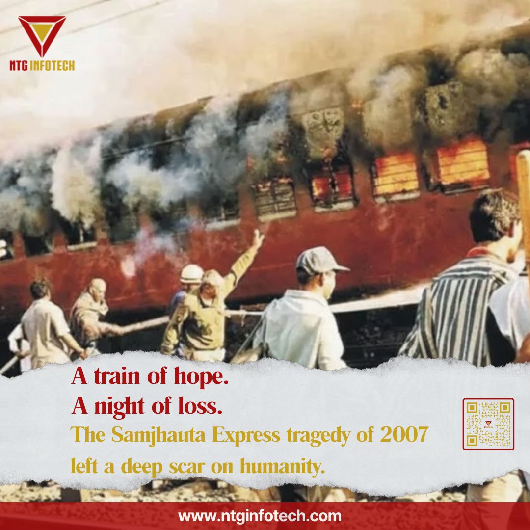 NtgInfotech's tweet photo. A train that carried hope returned with grief. We remember the victims of the Samjhauta Express tragedy and stand united against hatred, violence, and terror. #Tribute #SamjhautaExpress #HumanLoss #PeaceMatters #RememberingLives https://t.co/T5hgKb69V9