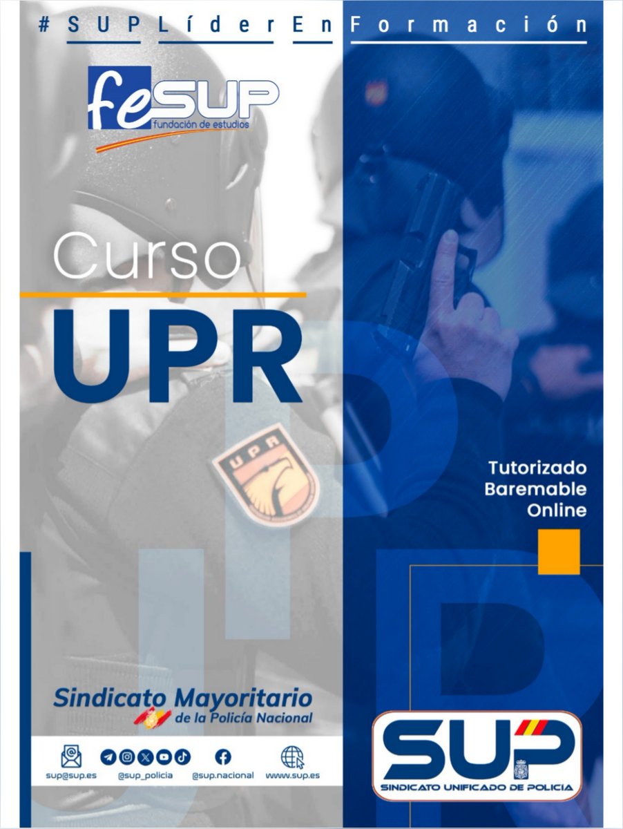 Sup_Policia's tweet image. 🚨Oferta de lanzamiento, ➖️5️⃣0️⃣ %
🆕Curso de Unidades de Prevención y Reacción #UPR
Formación especializada, rigurosa y actualizada
Origen, creación, funcionamiento
Manifestaciones, dispositivos, controles
#SUPLíderEnFormación
No lo dejes pasar ⤵️
supformacion.es/curso-online-d…