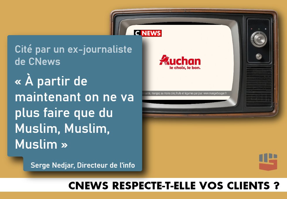 slpng_giants_fr's tweet photo. Soyons clairs, @Auchan_France
Ne croyez pas que vos pubs sur #CNews financent seulement une chaîne "orientée" qui "déraperait" parfois.
Elle poursuit une ligne idéologique et un objectif sociétal et électoral.
Elle a été sanctionnée et condamnée pour racisme.
Et vous y contribuez https://t.co/C5AMzXf7d5