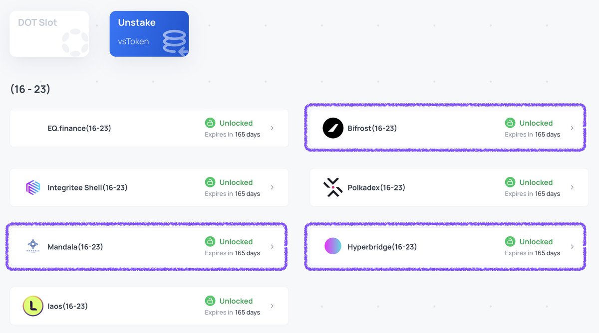 Yesterday, we opened redemptions for the last remaining crowdloans: <a href="/MandalaChain/">Mandala</a>, <a href="/hyperbridge/">Hyperbridge</a>, and Bifrost.
👉 You can claim your DOT back or convert it into $vDOT.

Please make sure to convert any remaining vsBond you may have on <a href="/Polkadot/">Polkadot</a> and <a href="/kusamanetwork/">kusama</a>.