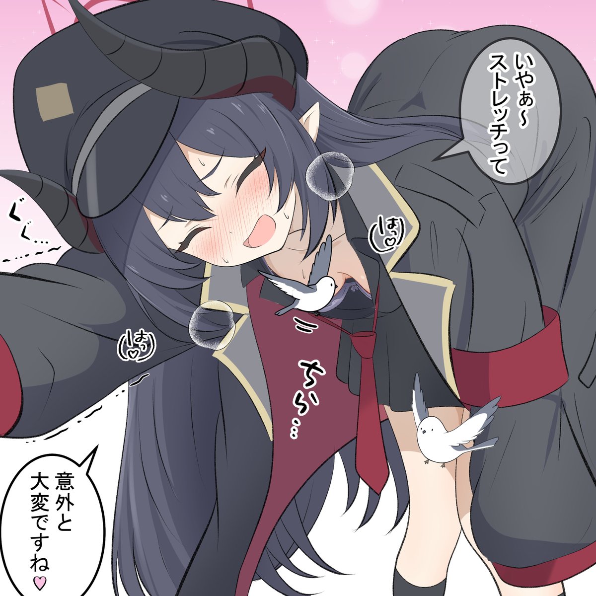 チアキとストレッチ

昨日の朝動画の漫画です！