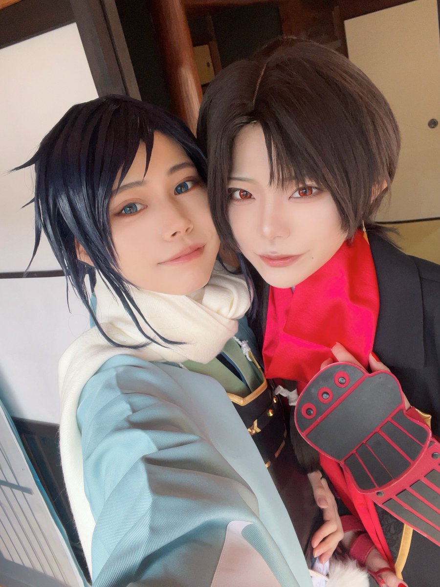 suzusiro69's tweet photo. ※コスプレ Cosplay
【刀剣乱舞】

あんみつ併せの自撮り〜！
一日中にこにこで撮影してた🌸

No.85:@yuchogyu 
No.87:@suzusiro69 https://t.co/NkoW7JSU09