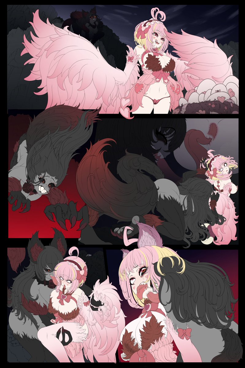 Heyo! 
First page of a funny patreon request feaaturing a harpy girl getting taken over by a hellhound girl.