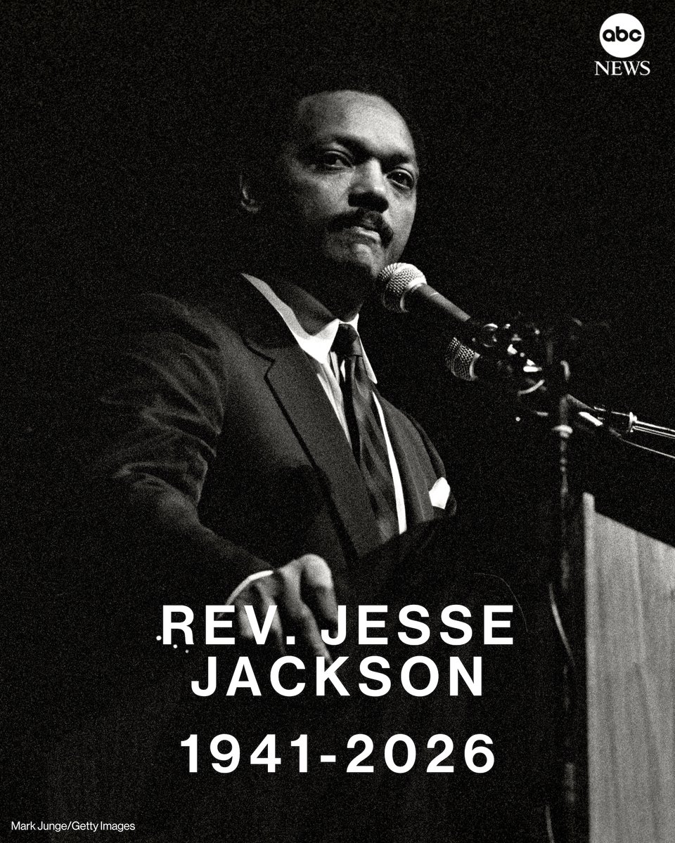 BREAKING: Civil rights icon and two-time presidential candidate Rev. Jesse Jackson passed away on Tuesday morning at age 84, his family said in a statement.

Read more: abcnews.link/lXDykE4