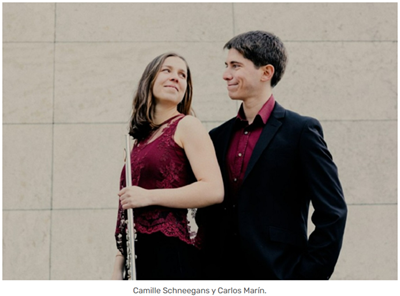 Dúo de Flauta y Piano
Camille Schneegans (Estrasburgo) y Carlos Marín (Madrid)
El jueves día 19, febrero 2026, 19:30 h
Sala Eutherpe