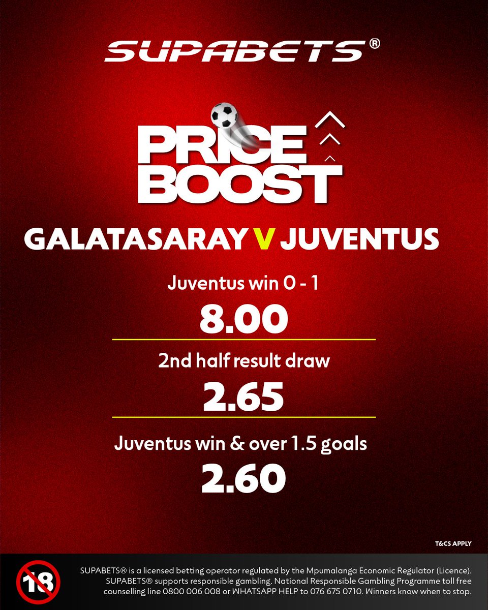 Supabets_mzansi's tweet image. JUVENTUS WILL BE STEPPING INTO HELL AND IT MIGHT NOT BE A PLEASANT TRIP 🫡⚽

🚀 bit.ly/3UvaGbC ✅

#PriceBoost #UCL #GALJUV #Supabets

18+ / Bet Responsibly