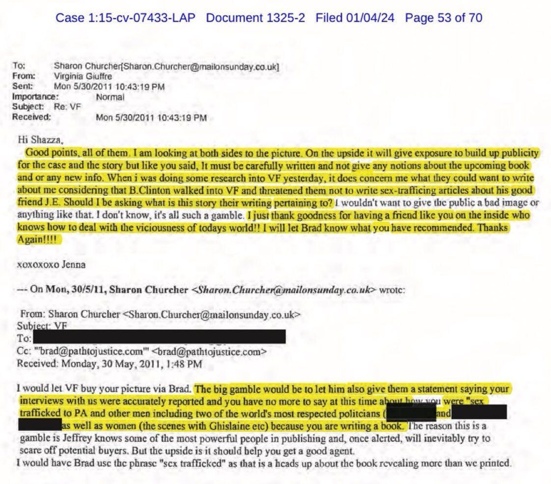 OunkaOnX's tweet image. Bill Clinton threatened Vanity Fair not to write articles about Epstein and sex-trafficking