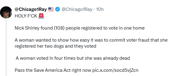 Tibetan95380's tweet photo. TO ALL X USERS:  REPOST, REPOST, REPOST, REPOST THIS VIDEO TO SHOW @LeaderJohnThune THAT HE ABSOLUTELY HAS TO MAKE EVERY EFFORT TO GET THE S.A.V.E. AMERICA ACT PASSED!! If someone can have their DOG vote in the elections and DEAD PEOPLE CAN VOTE, the current system is TOTALLY FLAWED!!
https://t.co/4kpPWJk0mT
