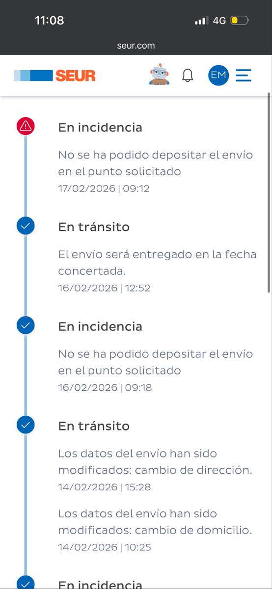 emypazoss's tweet photo. @SEUR_responde Han marcado como incidencia dos veces y ni siquiera han intentado dejarme mi pedido. Hay unos lockers afuera de mi condominio donde pueden dejarme el paquete. Llamo y no responden. Ya esc ibi por DM para que me den la misma respuesta sacada de un Q&amp;A https://t.co/fP09NCTx9a
