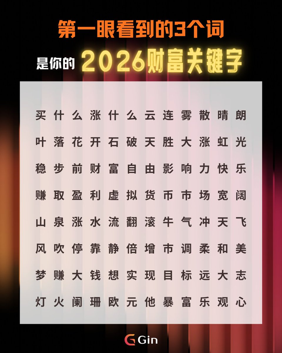 🔮据说第一眼看到的3个词
代表2026年的马年财运🐎

👀告诉我你看到什么？
❤️‍🔥加入GinFX TG群 自己掌握财富密码 t.me/+aVsadLR0MPE5Z…