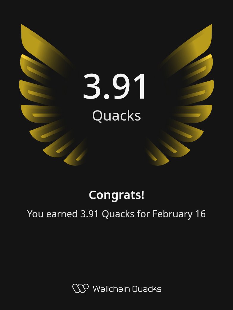 Just earned 3.91 Quacks on <a href="/wallchain/">Wallchain Quacks</a> in one day 🦆

Turn insights into rewards and climb the leaderboard 🥇

Use my referral link – quacks.app/?ref=Eromski4