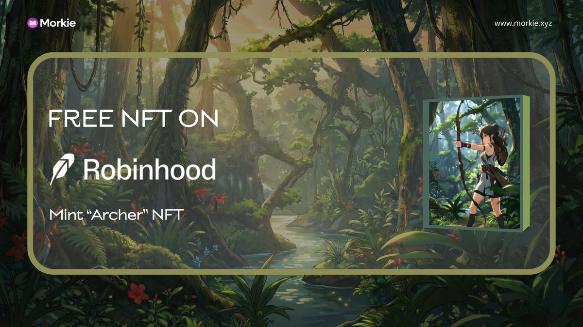 Mint Free NFT On Robinhood Testnet

🌸 Mint: morkie.xyz/archer

Like, RT &amp; leave your wallet address below ⚡