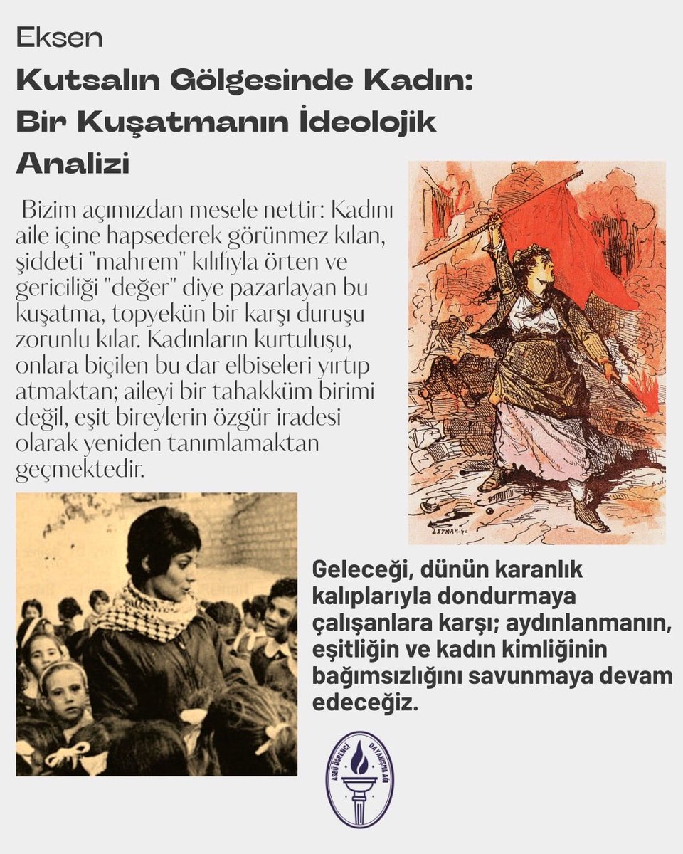 asbudayanisma's tweet photo. "Kutsalın Gölgesinde Kadın: Bir Kuşatmanın Ideolojik Analizi" Haftalık bültenimiz
Eksen'in ikinci hafta yazısıyla sizlerle. https://t.co/6COcZhg25p