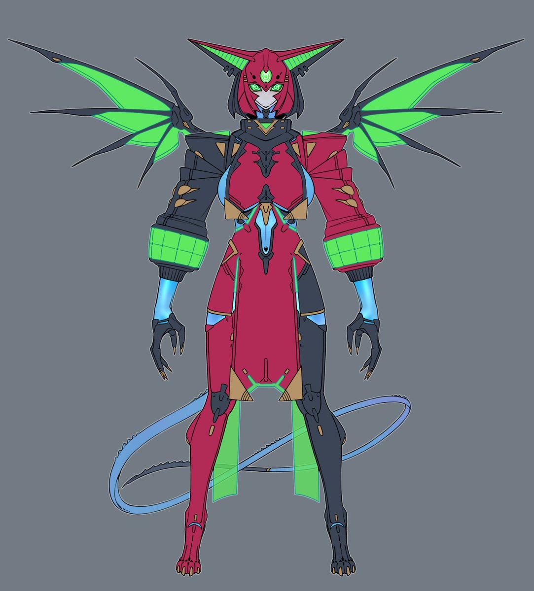 人外娘とロボ娘の中間みたいなデザインを研究中 