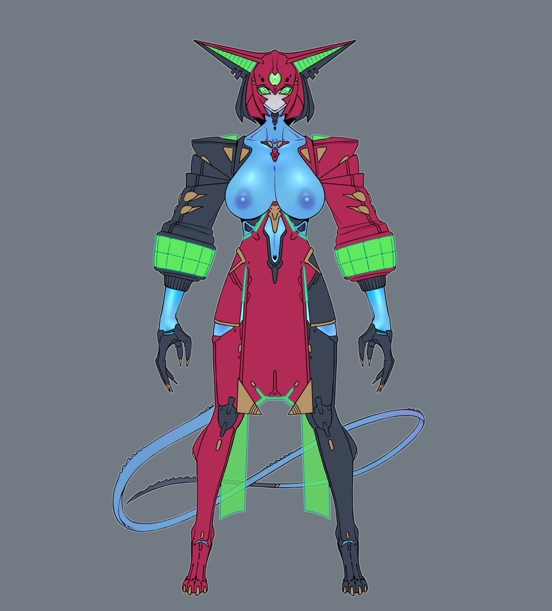 人外娘とロボ娘の中間みたいなデザインを研究中 