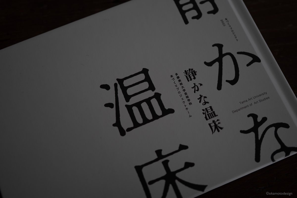 講師をつとめる多摩美術大学芸術学科の《本を！》プロジェクト2025の成果物です。三人の学生が企画し、執筆し、編集し、デザインしました。今年は小説と写真を組み合わせています。A5判ヨコ上製かがり製本で、表紙のタイトルには箔押し。印刷・製本は藤原印刷さんにご協力いただきました。
