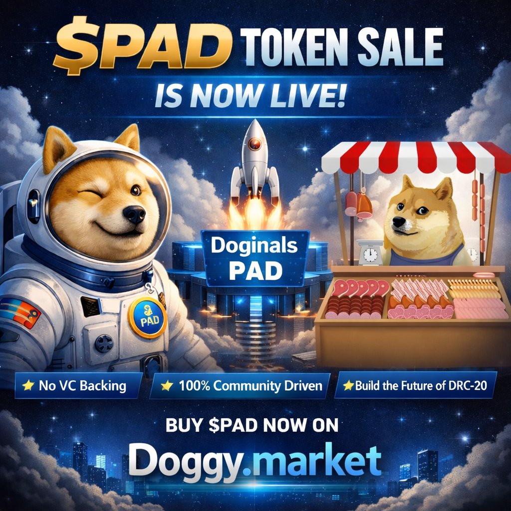 🚀 $PAD TOKEN SALE IS LIVE NOW

We're excited to announce that the $PAD token sale is live now on <a href="/doggy_market/">Doggy Market</a>.

Sale Details:
Token Name - $pad
Token Supply - 100000 (max)
Sale platform - doggy.market/$pad

Head over to doggy.market/$pad and secure your $PAD.

Why
