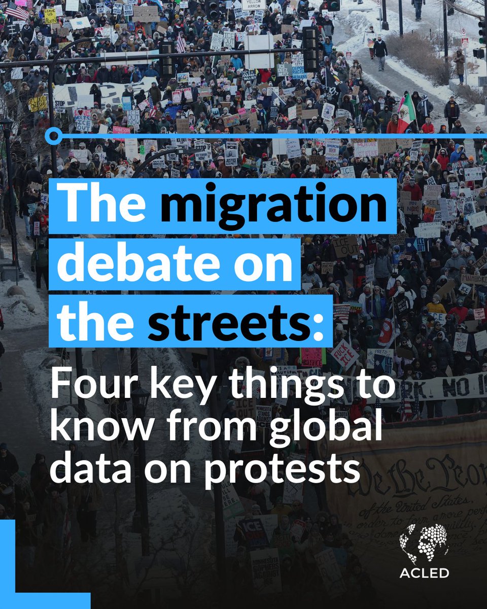 ACLEDINFO's tweet image. What drives protests for and against #migrants worldwide? #ACLED records migration-related demonstrations in over 75 countries since the beginning of 2025, from peaceful demonstrations to episodes of violence perpetrated by radical groups. 📊 Full: acleddata.com/report/migrati…