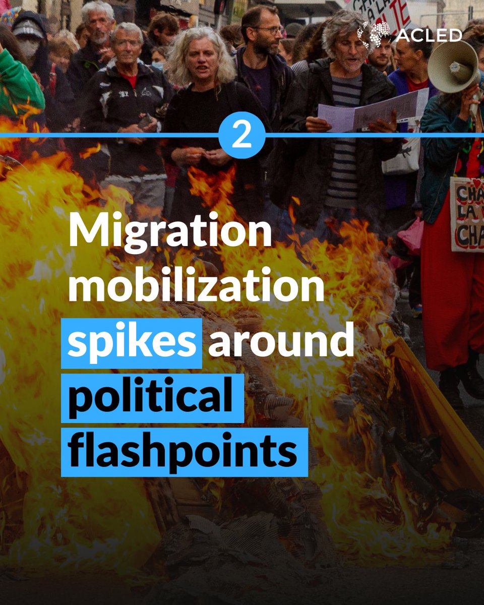 ACLEDINFO's tweet image. What drives protests for and against #migrants worldwide? #ACLED records migration-related demonstrations in over 75 countries since the beginning of 2025, from peaceful demonstrations to episodes of violence perpetrated by radical groups. 📊 Full: acleddata.com/report/migrati…