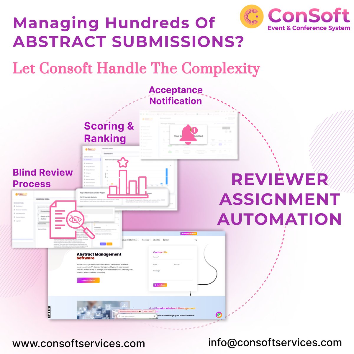 consoftservices's tweet photo. Managing hundreds of abstract submissions for your medical or academic conference?

Let Consoft Event Management Software simplify the entire process — from submission to final acceptance.

https://t.co/f4sn5mBttA

#ConSoftServices
#AbstractManagement https://t.co/At7OxfHaR7