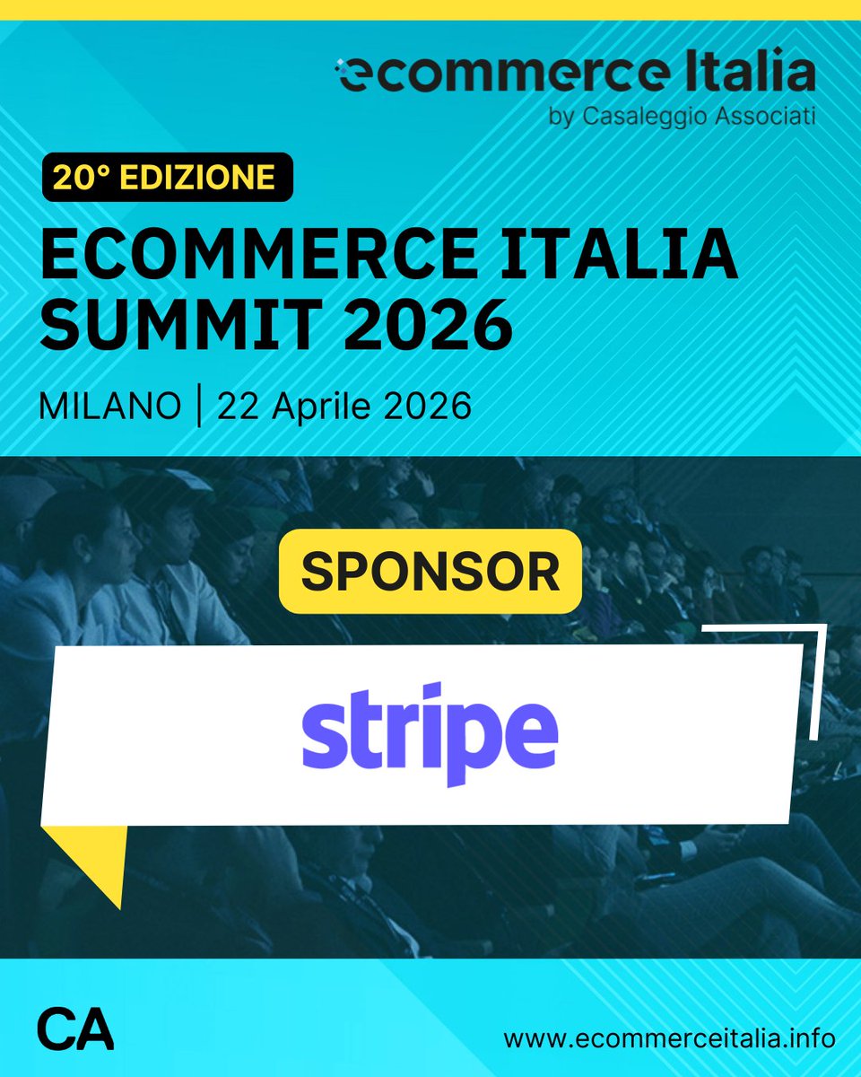 Il 22 aprile a Milano, Stripe sarà tra i protagonisti dell’evento Ecommerce Italia Summit 2026 in qualità di Sponsor.

Scopri l’evento: ecommerceitalia.info/report/ecommer…

Scopri Stripe su Ecommerce Italia Advisor: ecommerceitalia.info/advisor/stripe/

 #ecommerceitalia #ecommerce2026 #Stripe