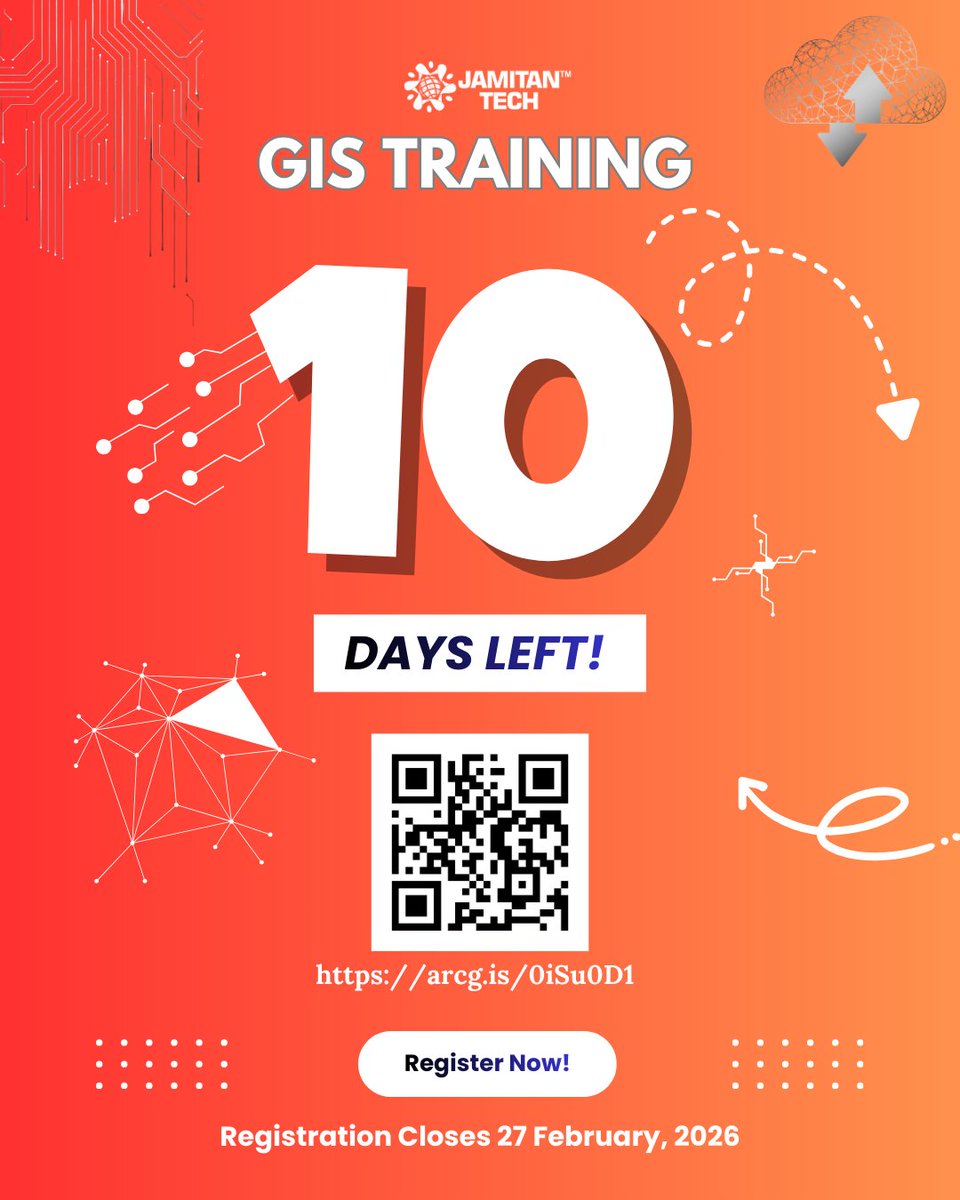 Jamitan_Tech's tweet photo. ⏳ 10 days left. Still waiting?

Stop watching others level up. 

Build real GIS skills, master practical tools, and create a portfolio that proves you can deliver.

Reg closes Feb 27 | Class starts Mar 2
https://t.co/GLi0LVrFf1

#GIS #Geospatial #CareerGrowth #Grow https://t.co/3lN6ypCQk3