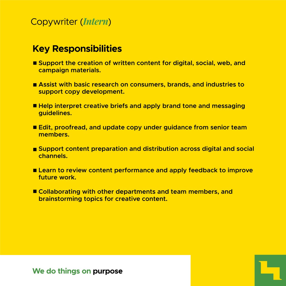 thelymehaus's tweet photo. Are you a creative thinker who can turn ideas into compelling words? Join our team as a Copywriter (Intern) and help craft clear, engaging content that brings brands to life across multiple channels.
#lymehaus #WeDoThingsOnPurpose #creativeproduction #marketingforimpact https://t.co/sT6FVCjE1s