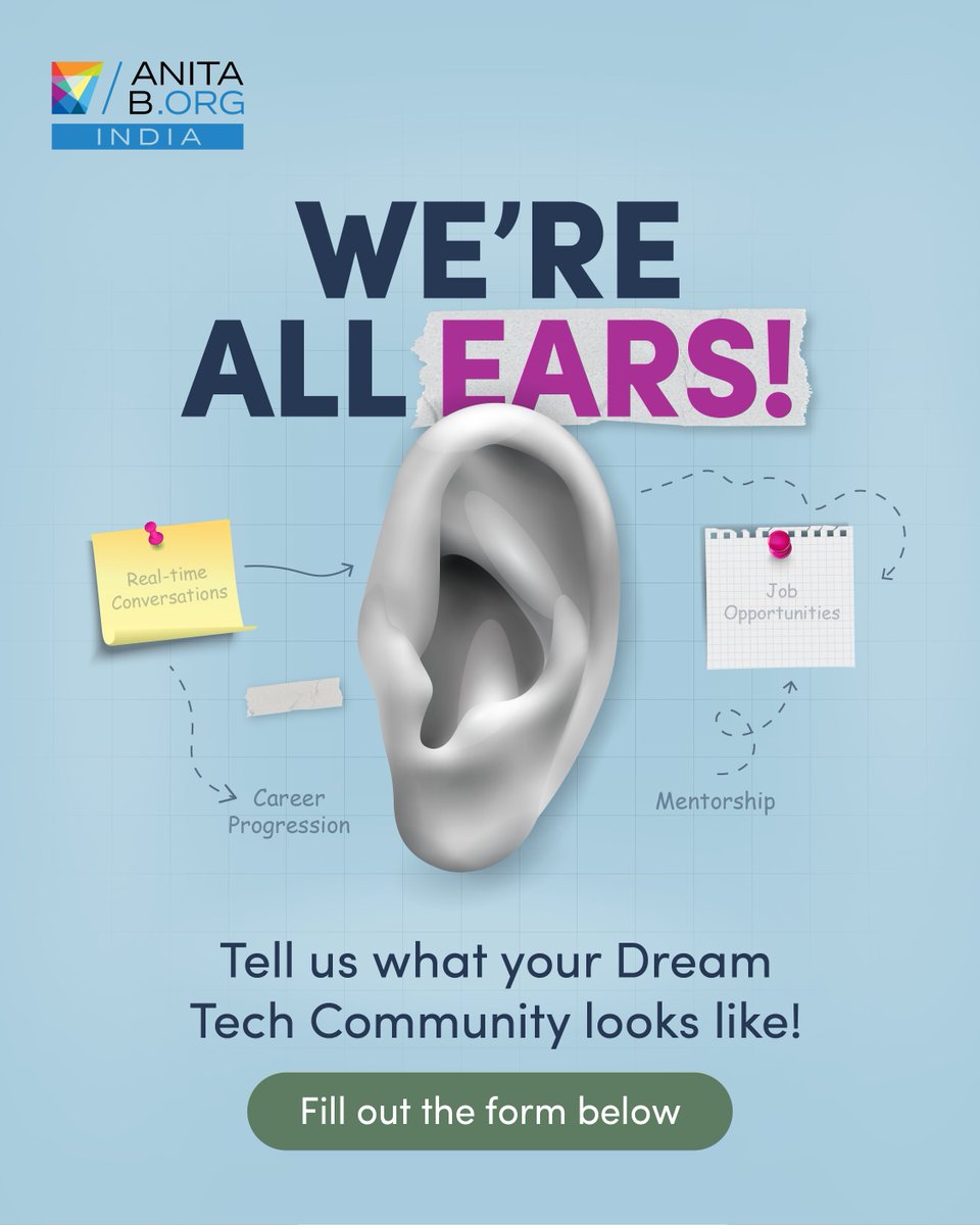 AnitaBorg_India's tweet image. Your dream tech community is just a click away!
We’re listening – Fill out the form below to help us build a community that works for YOU! 

Link -  
forms.gle/TDaeXu3WLPTpAq…

#TechCommunity #CommunityBuilding #DigitalCommunity #VoiceOfTheCommunity #TechSpaces #AnitaBIndia