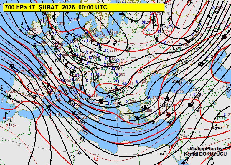 2026年2月17日(火) 00:00 UTC / 03:00 TSİ / 09:00 JST 高層天気図