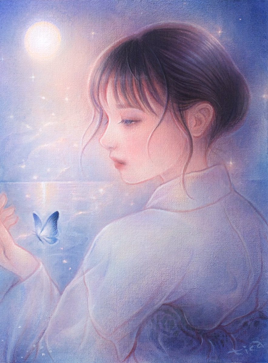 時の導き』 2025年 油彩紙・アルキド樹脂絵具 23× 17cm こちらの作品は