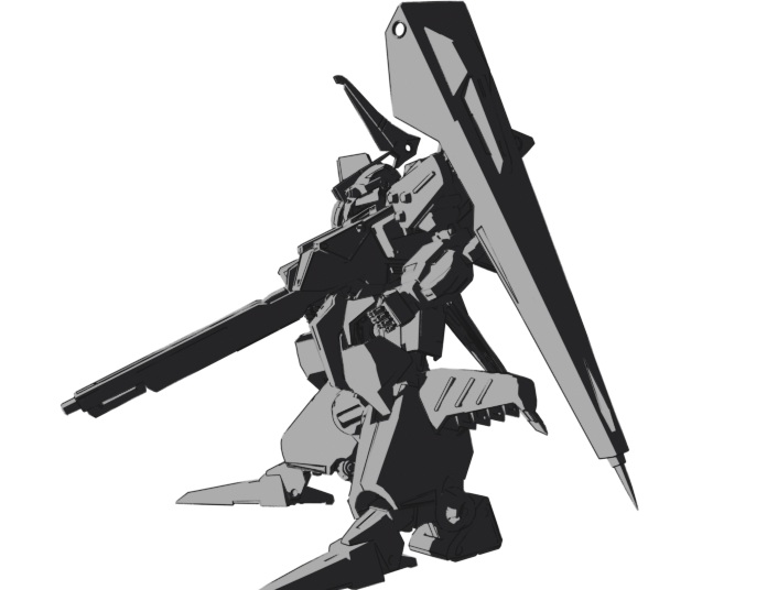 テスタロッサをちょっと小説挿絵風に。#blender #青の騎士ベルゼルガ物語