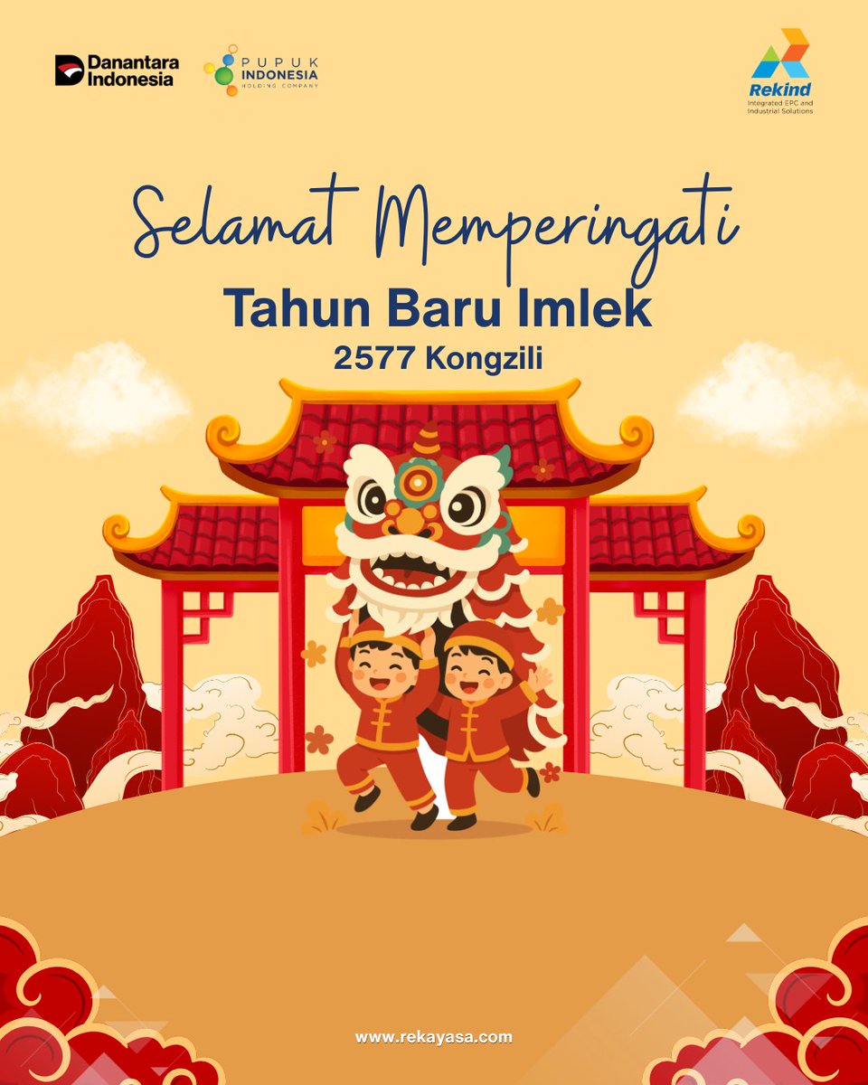 Rekind_Official's tweet photo. Rekindist, Tahun Baru Imlek adalah momen untuk bersyukur, berkumpul bersama keluarga, dan menyambut harapan baru.
Semoga di tahun yang baru ini Rekindist semua diberi kesehatan, kebahagiaan, dan rezeki yang berlimpah.
Selamat Tahun Baru Imlek! 

#PTRekayasaIndustri
#Rekind https://t.co/T24veLiFCs
