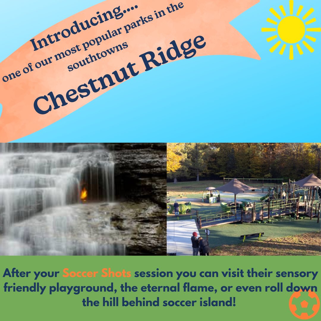Chestnut Ridge Park... an awesome location for Soccer Shots and a great place to visit with family after your session is over!