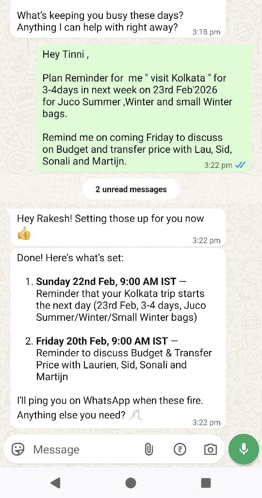 miracles_tiny's tweet photo. Of course, Rakesh being Rakesh, asks for reminders instead of dumping company context to create a deeper and more useful memory. You could have used the Calendar app for this, dood. https://t.co/F78xJALmW4