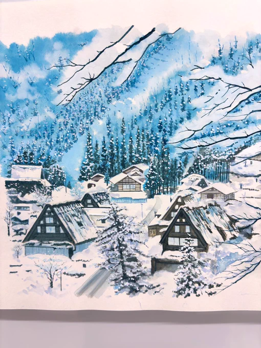 今日も水彩教室だった。生徒さん作品上手いですね。