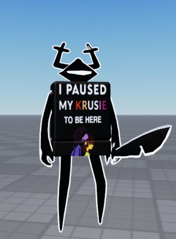 senenby's tweet image. They used my sprite to the only Krusie item in roblox this is amazing 😭